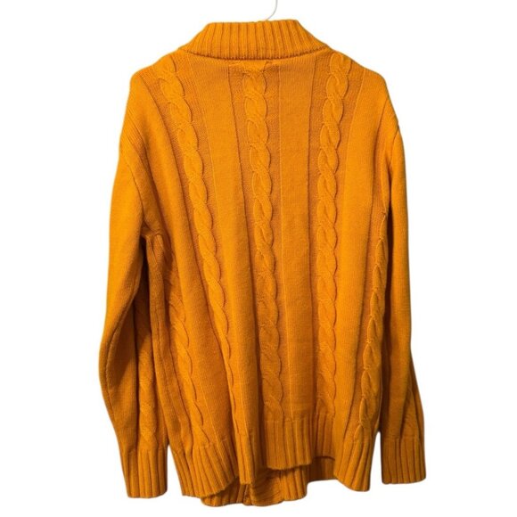 PJ Paul Jones Men Size Medium Cable Knit Cardigan Sweater Buttons Yellow Grandpa - Picture 2 of 10